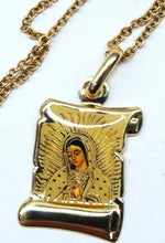 Virgencita De Guadalupe Pendiente Con 18" pulgadas Cadena oro 14Kt solido