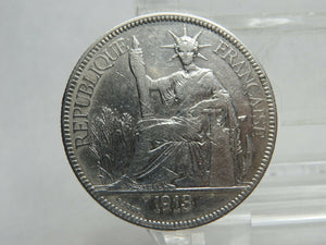 1913 PIASTRE DE COMMERCE A INDO-CHINE FRANCE EARRE SILVER COIN