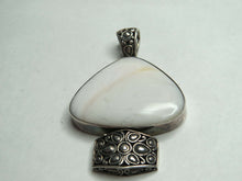 AGATE 925 STERLING SILVER LARGE PENDANT 36 GRAMS AGED FLOWERS