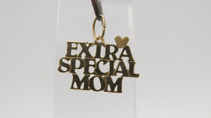 14Kt Yellow Gold "EXTRA SPECIAL MOM" PENDANT WITH TINY HEART PENDANT mothers day