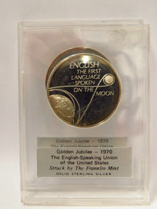 1970 FRANKLIN MINT 1ST LANGUAGE SPOKEN ON THE MOON 50 YEAR JUBILEE STERLING COIN