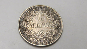 1910 AA DEUTSCHE'S REICH 1 MARK COIN 1 MARK SILVER