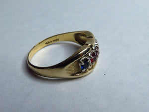 10Kt GOLD MULTI-COLOR STONES RING SIZE 10.5 NICE PRE-OWNED WOMEN RUBIES SAPPHIRE
